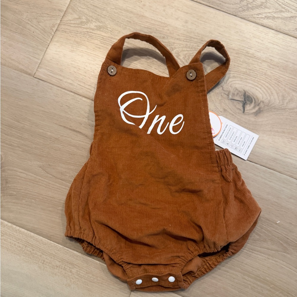 New Brown Corduroy ONE 1st birthday Romper